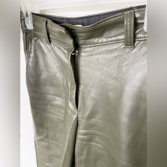 Babaton Green Cropped Pleather Pants - Picture 3 of 5